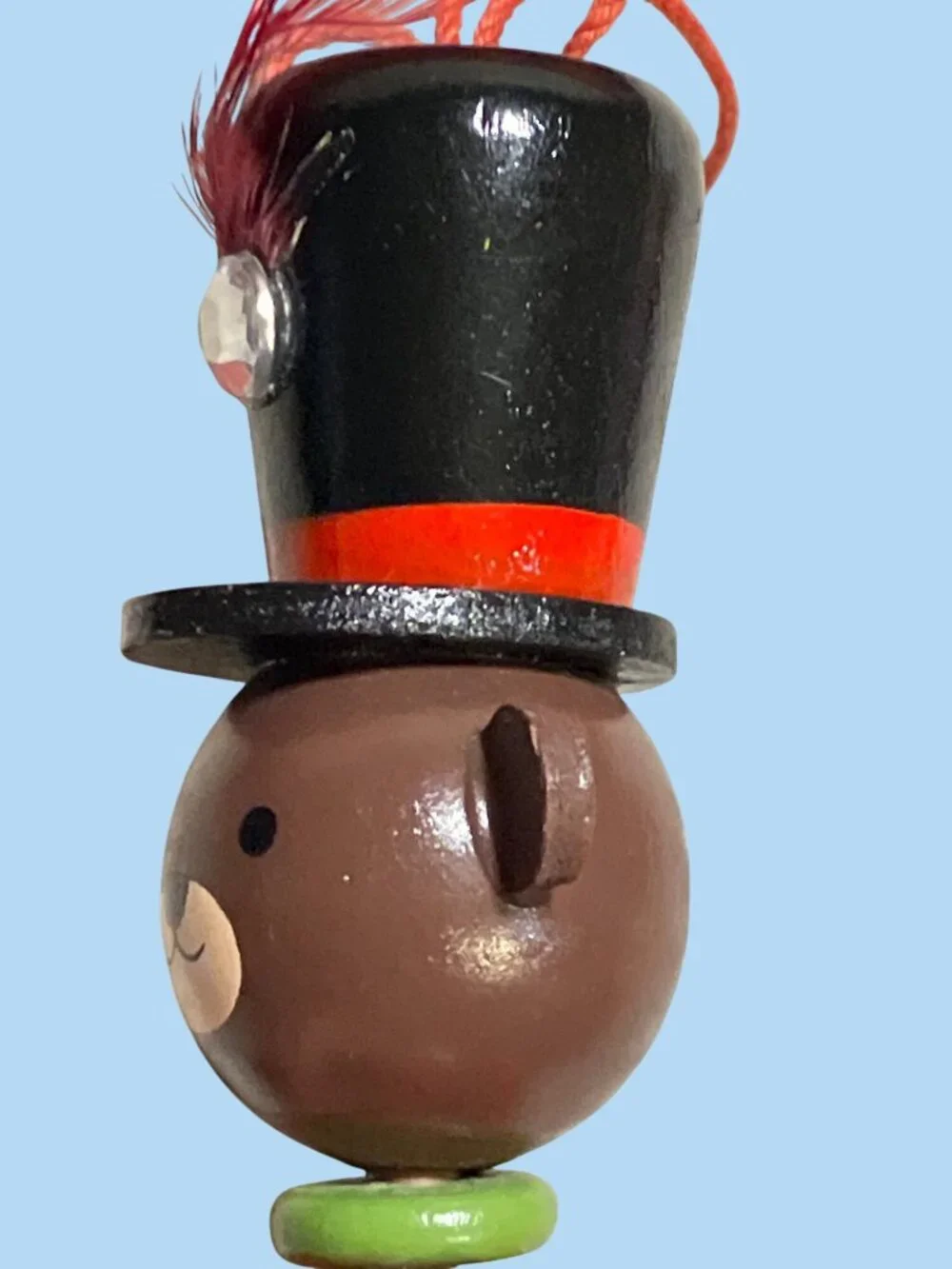 Wooden Bear Nutcracker Ornament With Pull String Mechanism